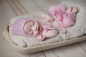 Pink Mohair Newborn Pants and Hat Set