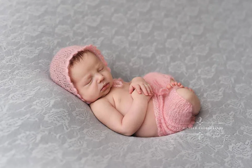 Pink Ruffles Mohair Newborn Pants and Hat Set