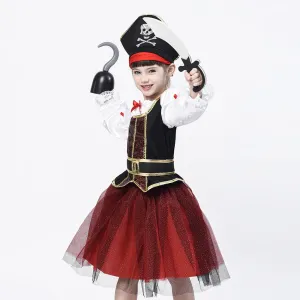 Pirate Costume for Girls, Deluxe Buccaneer Fancy Dress Outfit (4pcs Set)