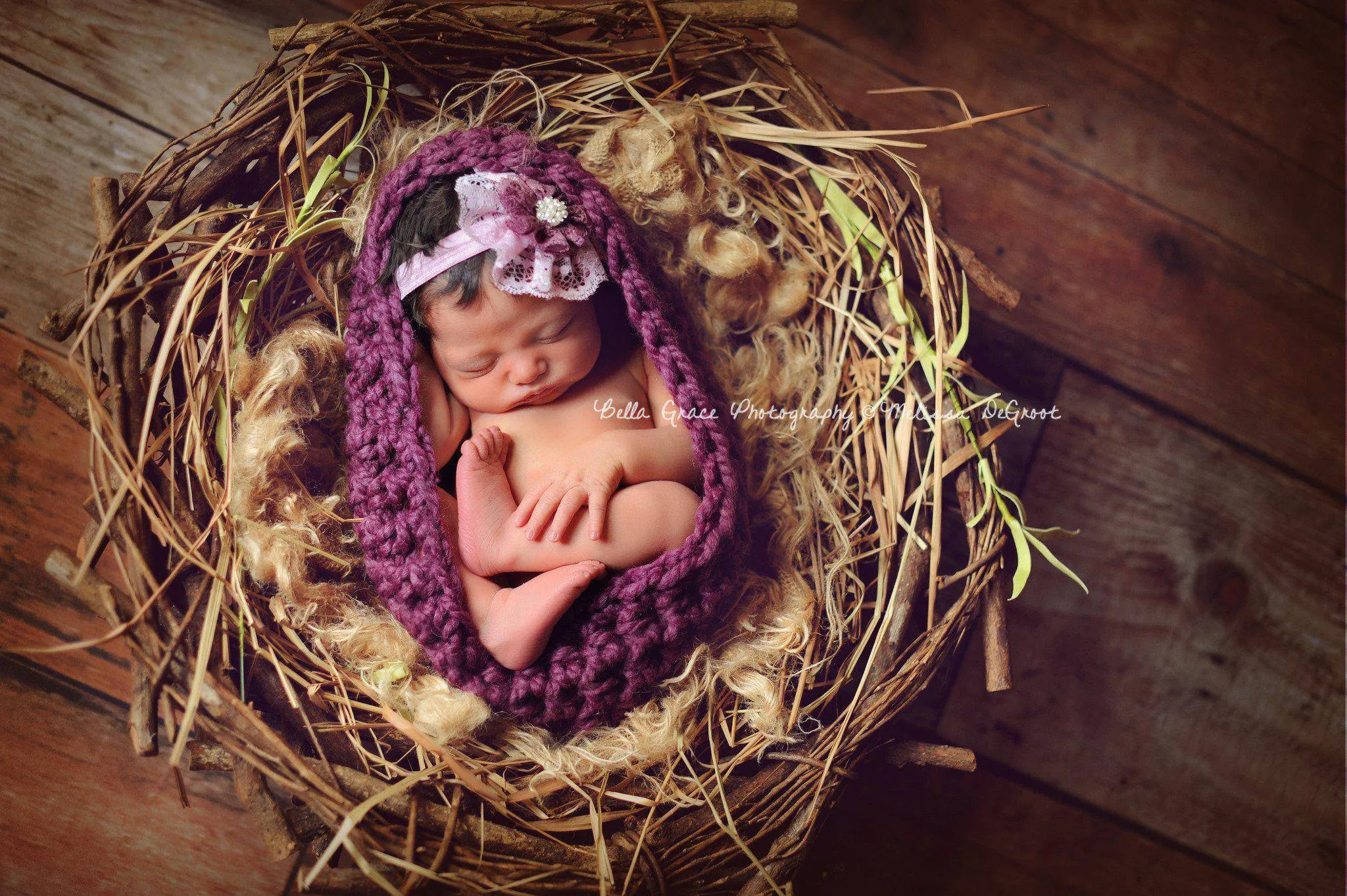 Plum Purple Baby Bowl And Hat Set