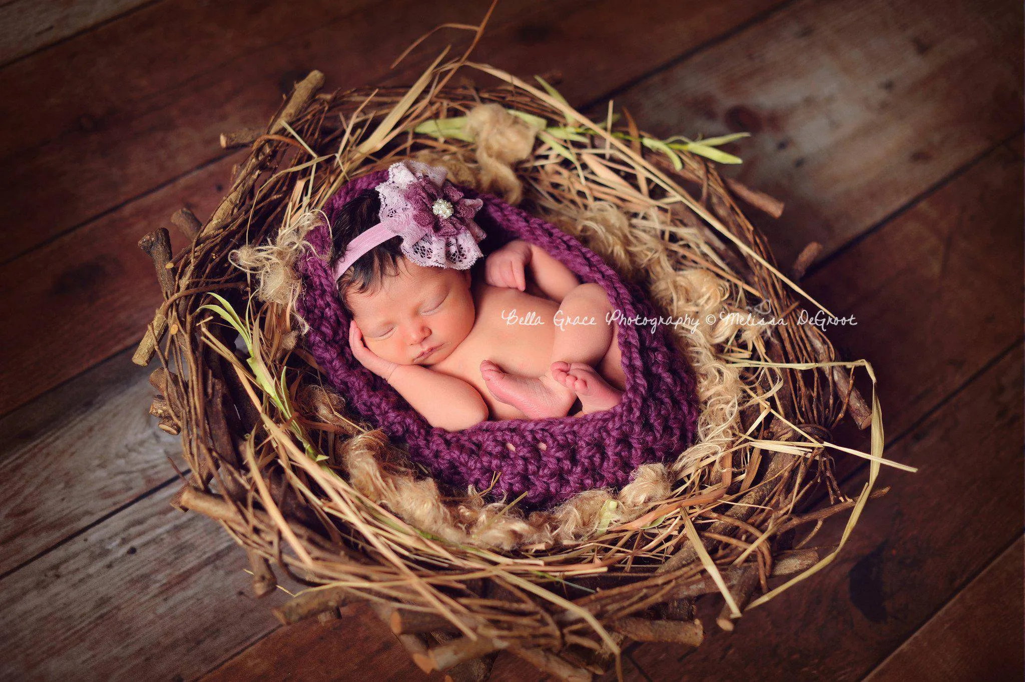 Plum Purple Baby Bowl And Hat Set