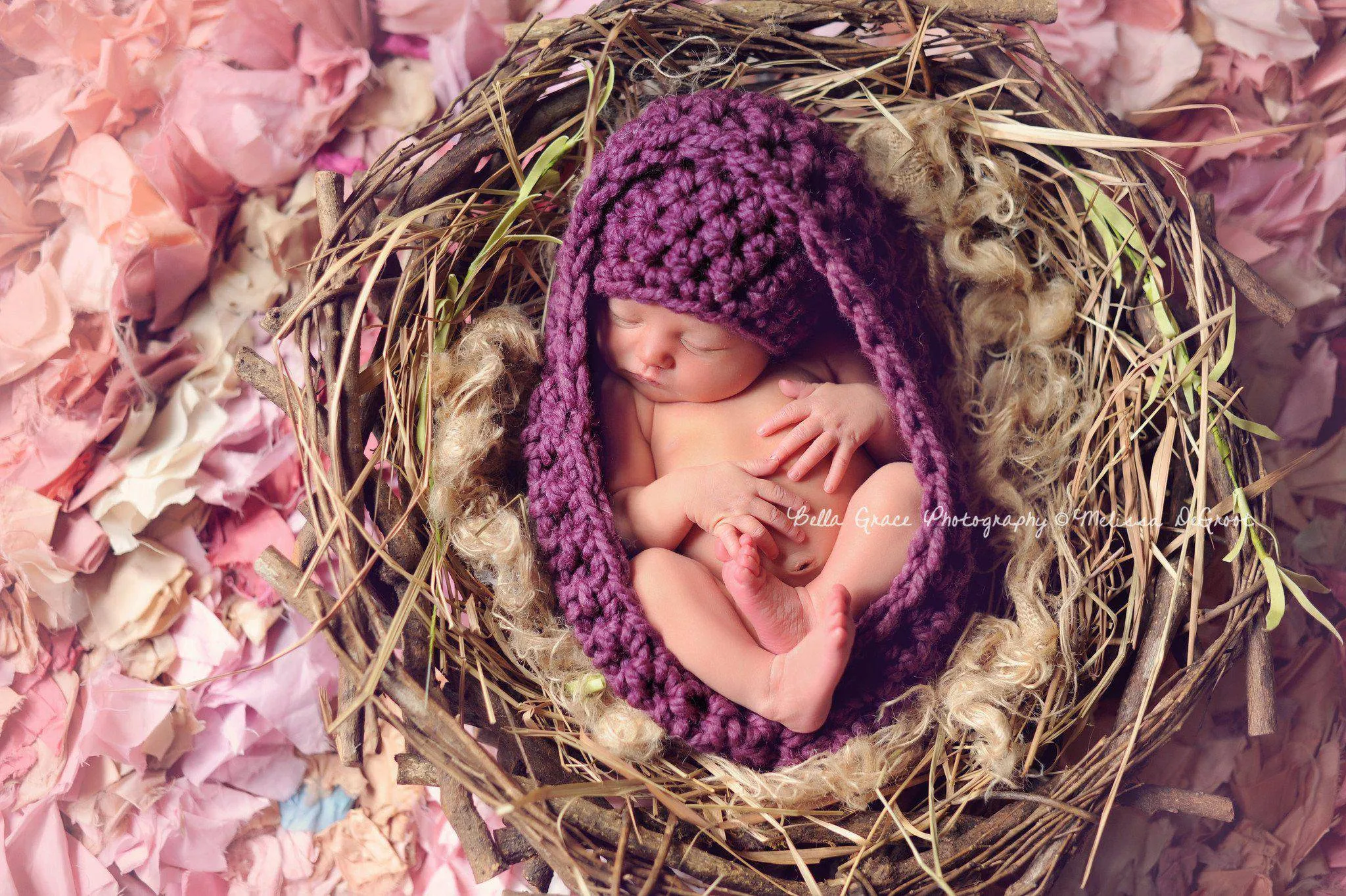 Plum Purple Baby Bowl And Hat Set