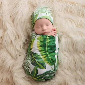 Posh Peanut - Bamboo Baby Swaddle Set - Tropical Leaf