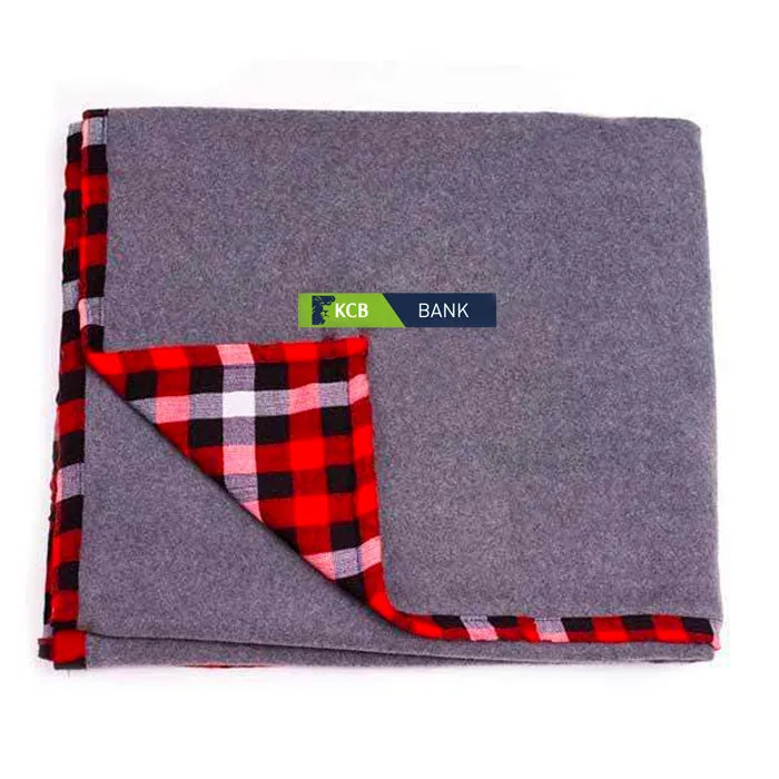 Premium Maasai Fleece Throw Blanket with KCB Logo