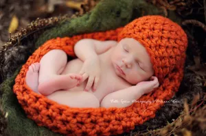 Pumpkin Orange Baby Bowl And Hat Set