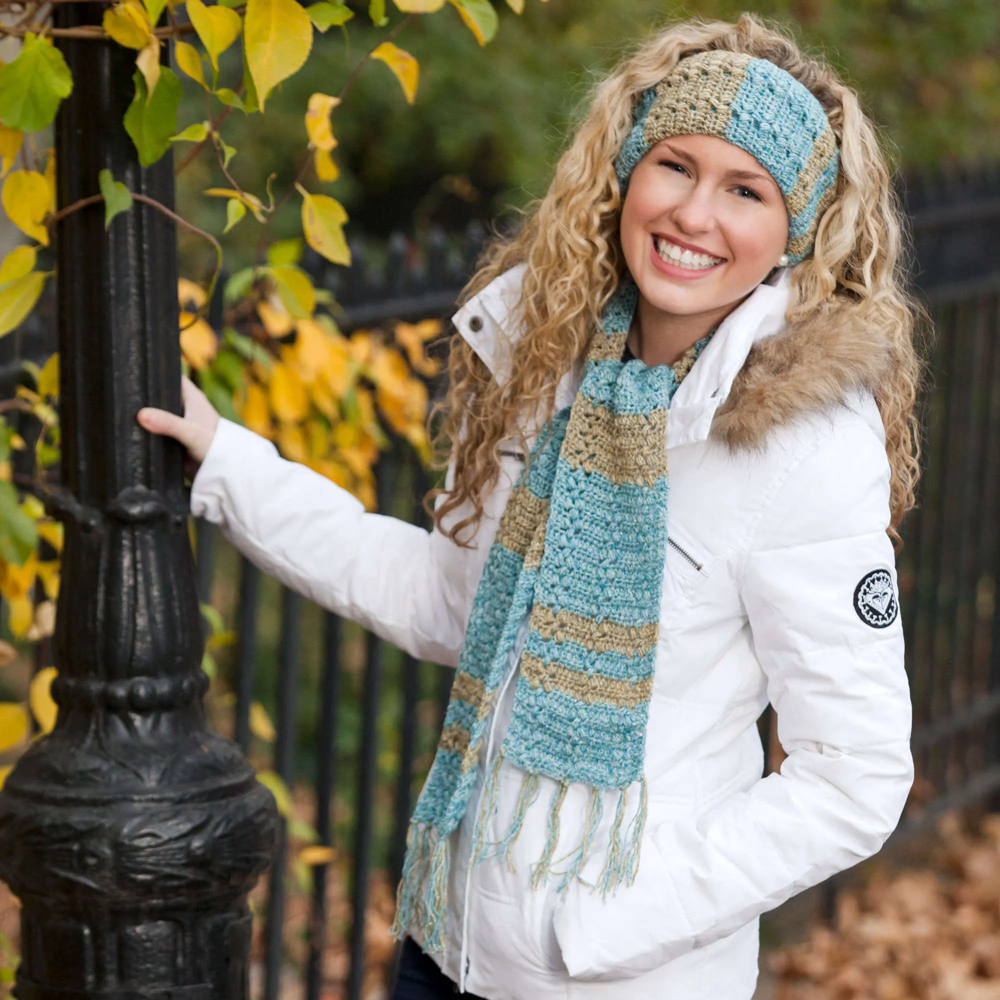 Red Heart Crochet Warm & Shine Scarf & Headband