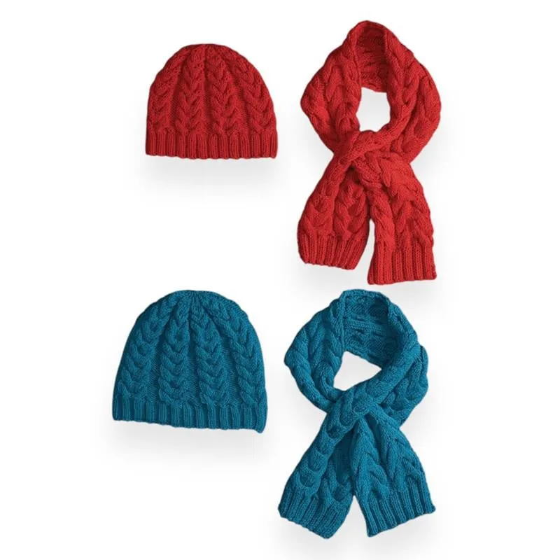 Red Heart Knit Cable Beanie & Scarf