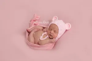 SET Pink Newborn Teddy Bear Hat and Stuffed Bear Plush