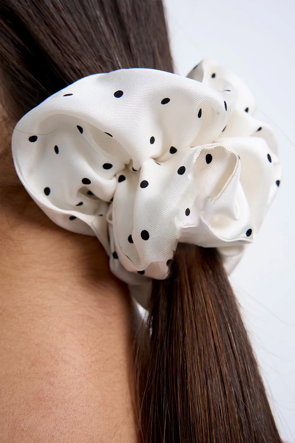 Silk Polka Scarf Set | Final Sale - White Black