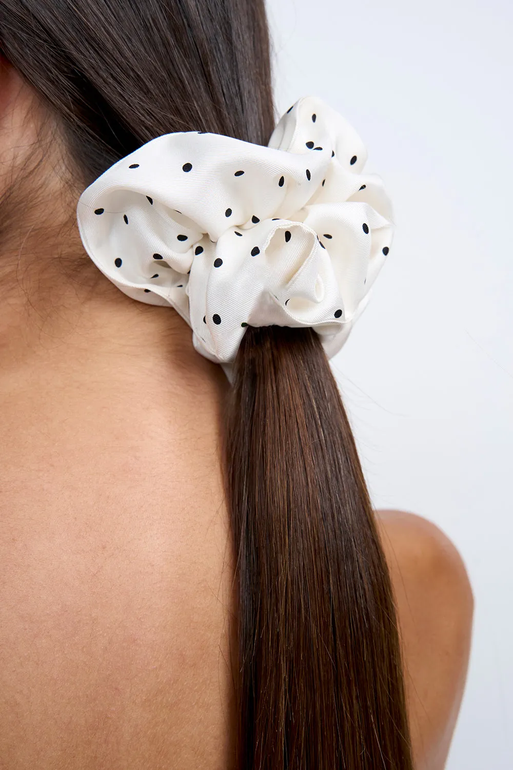 Silk Polka Scarf Set | Final Sale - White Black