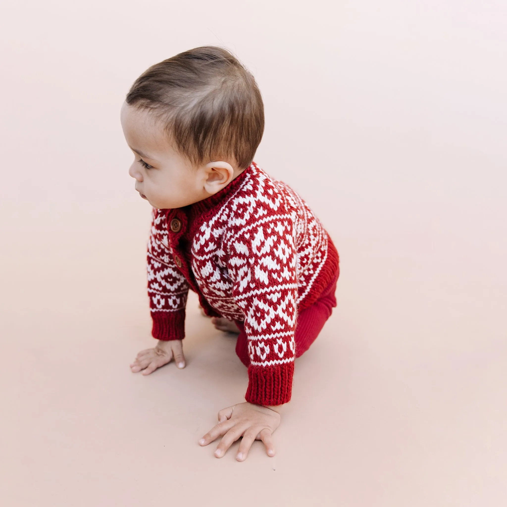 Snowflake Cardigan, Red