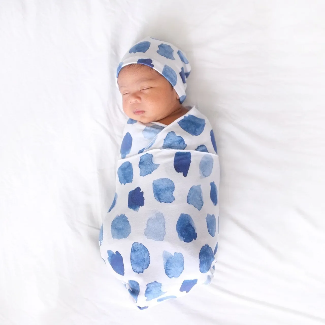 Snuggle Hunny Kids - Jersey Baby Wrap Swaddle & Beanie (Set) - Ocean Skies