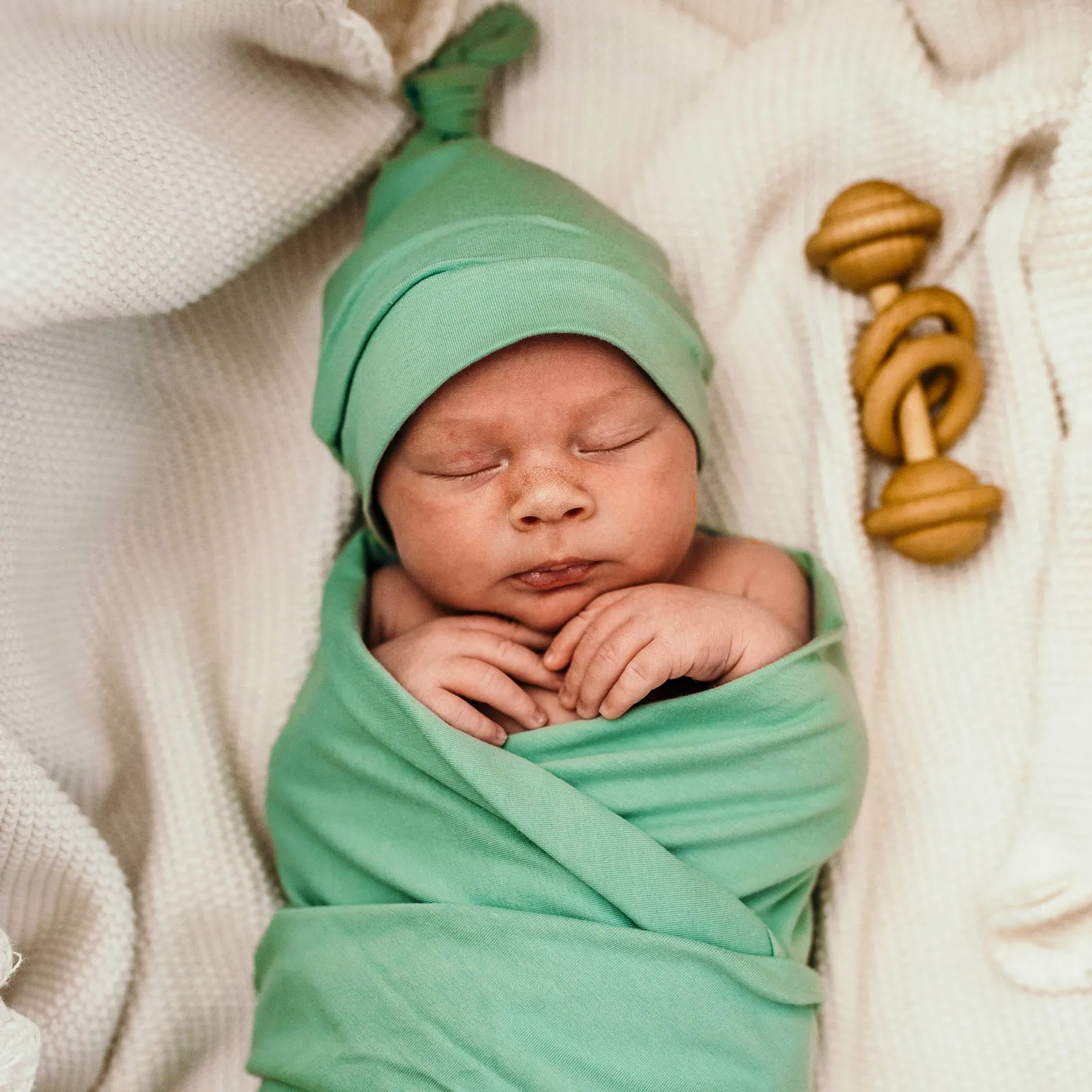 Snuggle Hunny Kids - Jersey Baby Wrap Swaddle & Beanie (Set) - Sage