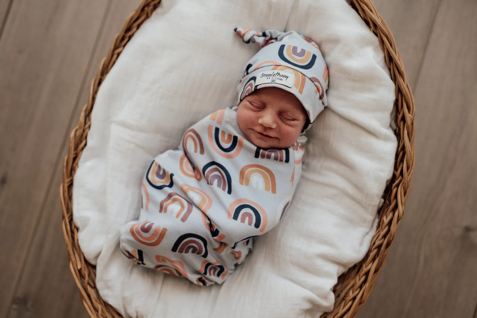 Snuggle Hunny Kids - Jersey Baby Wrap Swaddle & Beanie (Set) - Sunset Rainbow