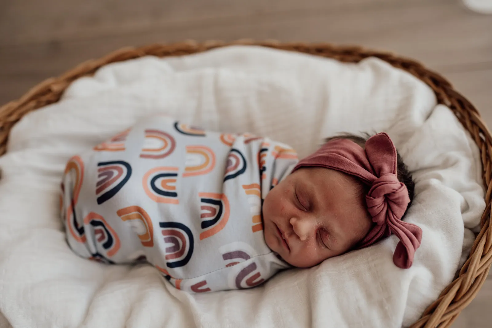 Snuggle Hunny Kids - Jersey Baby Wrap Swaddle & Beanie (Set) - Sunset Rainbow