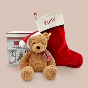 Steiff Jimmy Christmas Bear with Personalised Red Stocking Gift Set