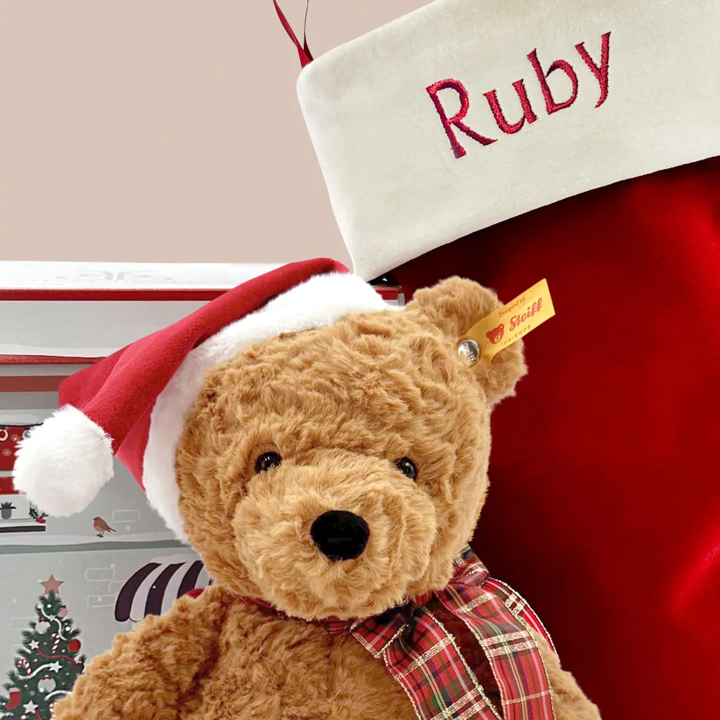 Steiff Jimmy Christmas Bear with Personalised Red Stocking Gift Set