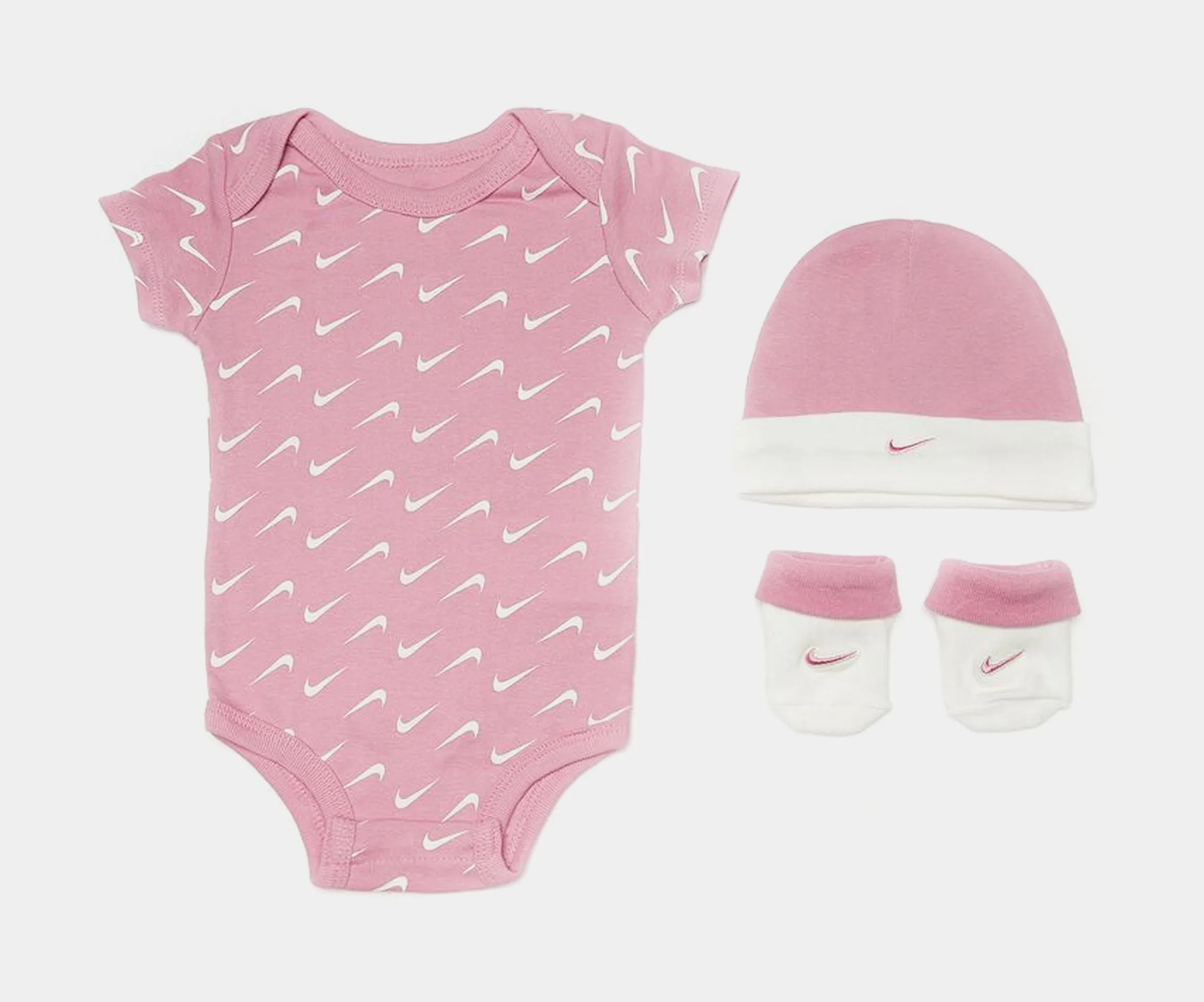 Swoosh Essentials 3PC Infant Toddler Set (Pink/White)