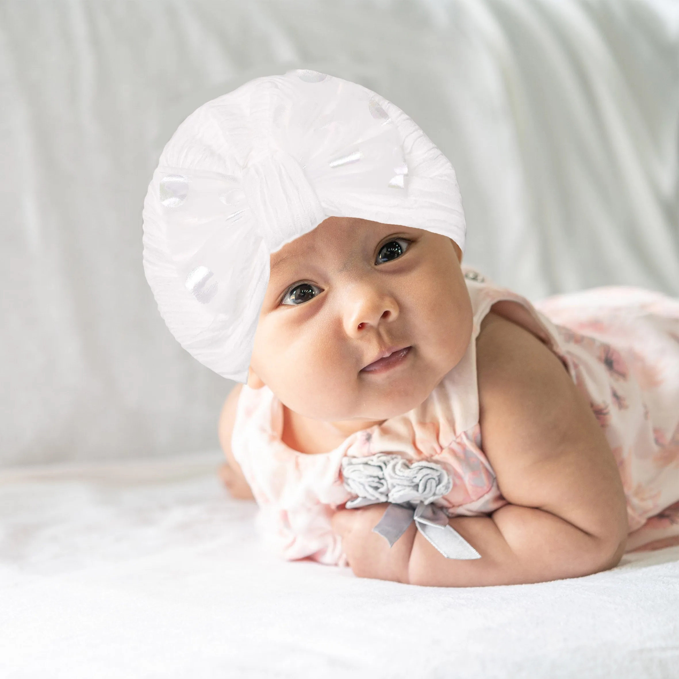 THE LITTLE LOOKERS Unisex Soft Turban Bow Knot Cap, Baby Head-Wear, Beanie Cap for Newborn Baby/Infants | Suitable for 3 to 18 Months Baby