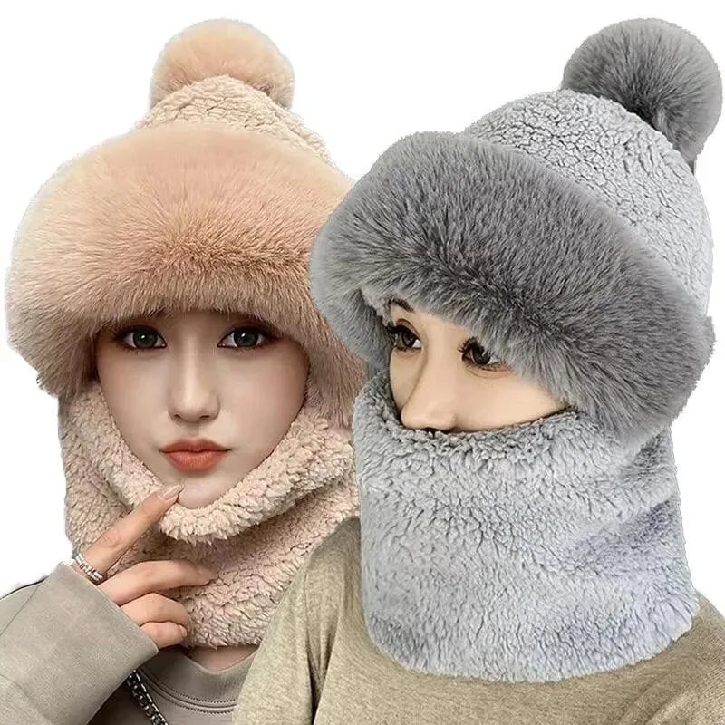 Thick Plush Winter Hat and Neck Scarf Set