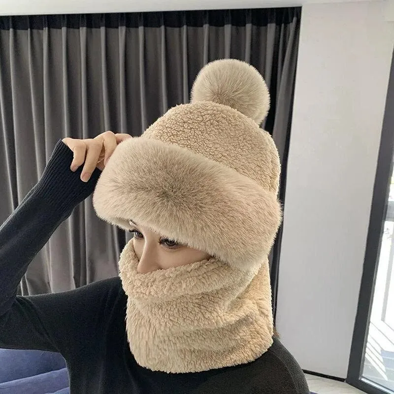 Thick Plush Winter Hat and Neck Scarf Set