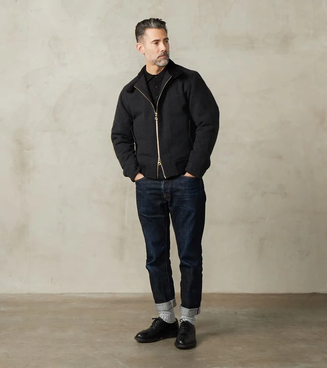 TWCXDR Jericho Harrington - Marling & Evans® Charcoal Merino Wool Herringbone