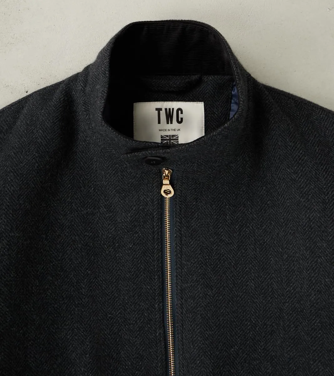 TWCXDR Jericho Harrington - Marling & Evans® Charcoal Merino Wool Herringbone