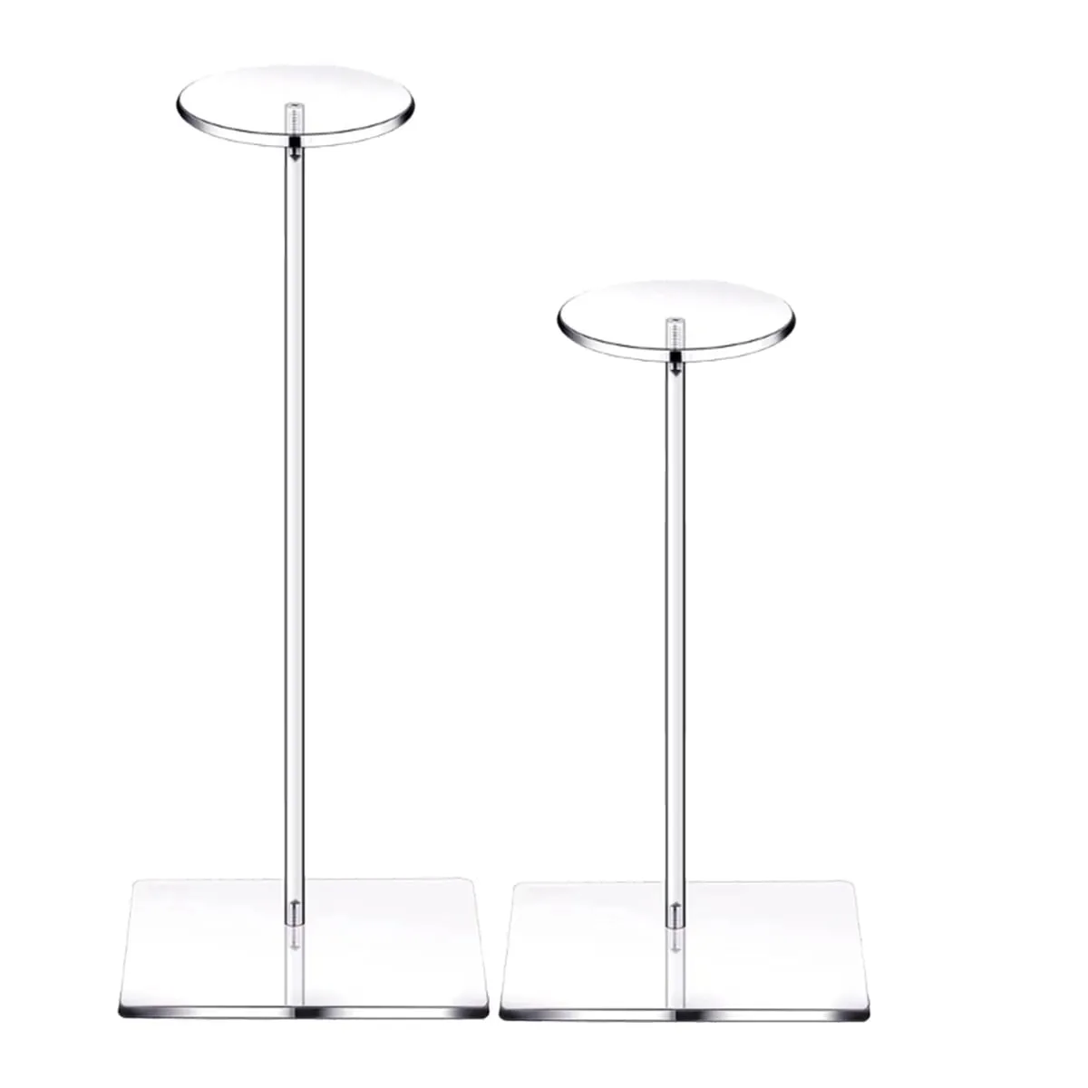 versatile Fvkrnyz Acrylic Hat Stand and Wig Display Rack, 2PCS Clear Hat Stands for Display,Adjustable Height Hat Holder,Square Barbell Base Display,Hat Rack Stand for Display Jewelry Watch Helmets