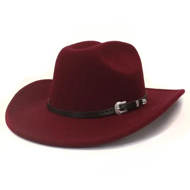 Vintage Men Western Cowboy Hat With Belt