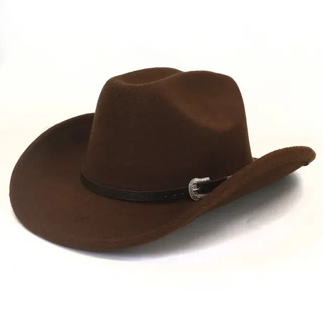 Vintage Men Western Cowboy Hat With Belt