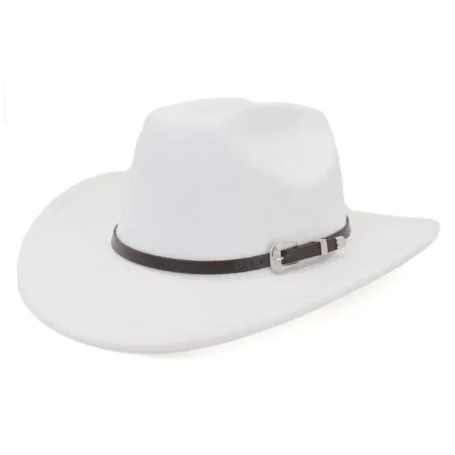 Vintage Men Western Cowboy Hat With Belt