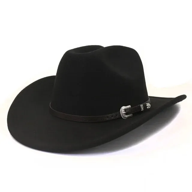 Vintage Men Western Cowboy Hat With Belt