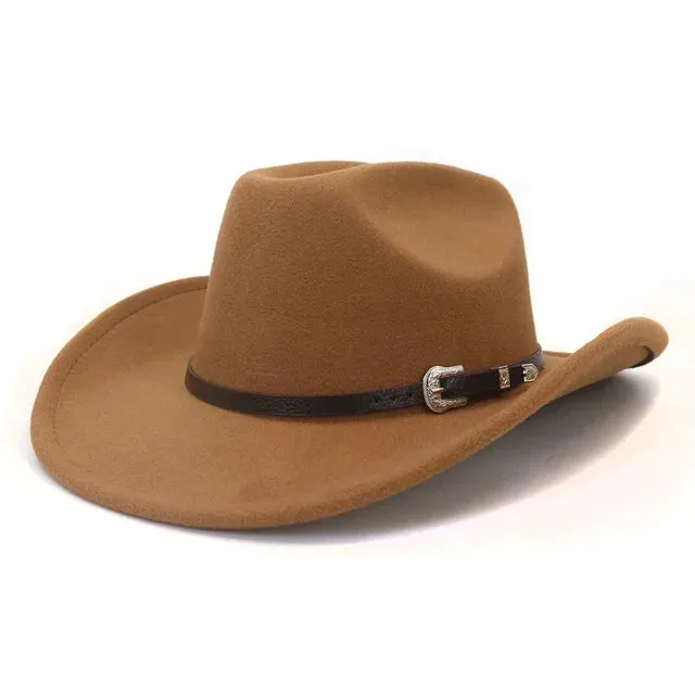 Vintage Men Western Cowboy Hat With Belt