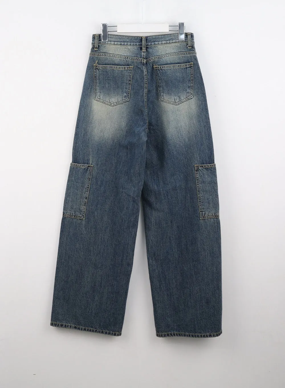 Washed Baggy Cargo Jeans CO323