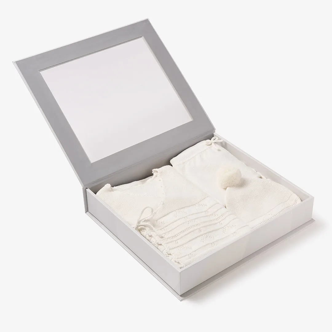 White Cashmere Pointelle Layette Set with Box