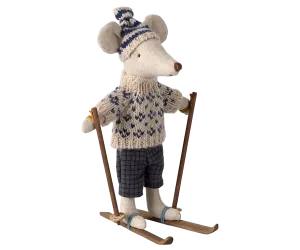 Winter mouse with ski set, Dad - Blue