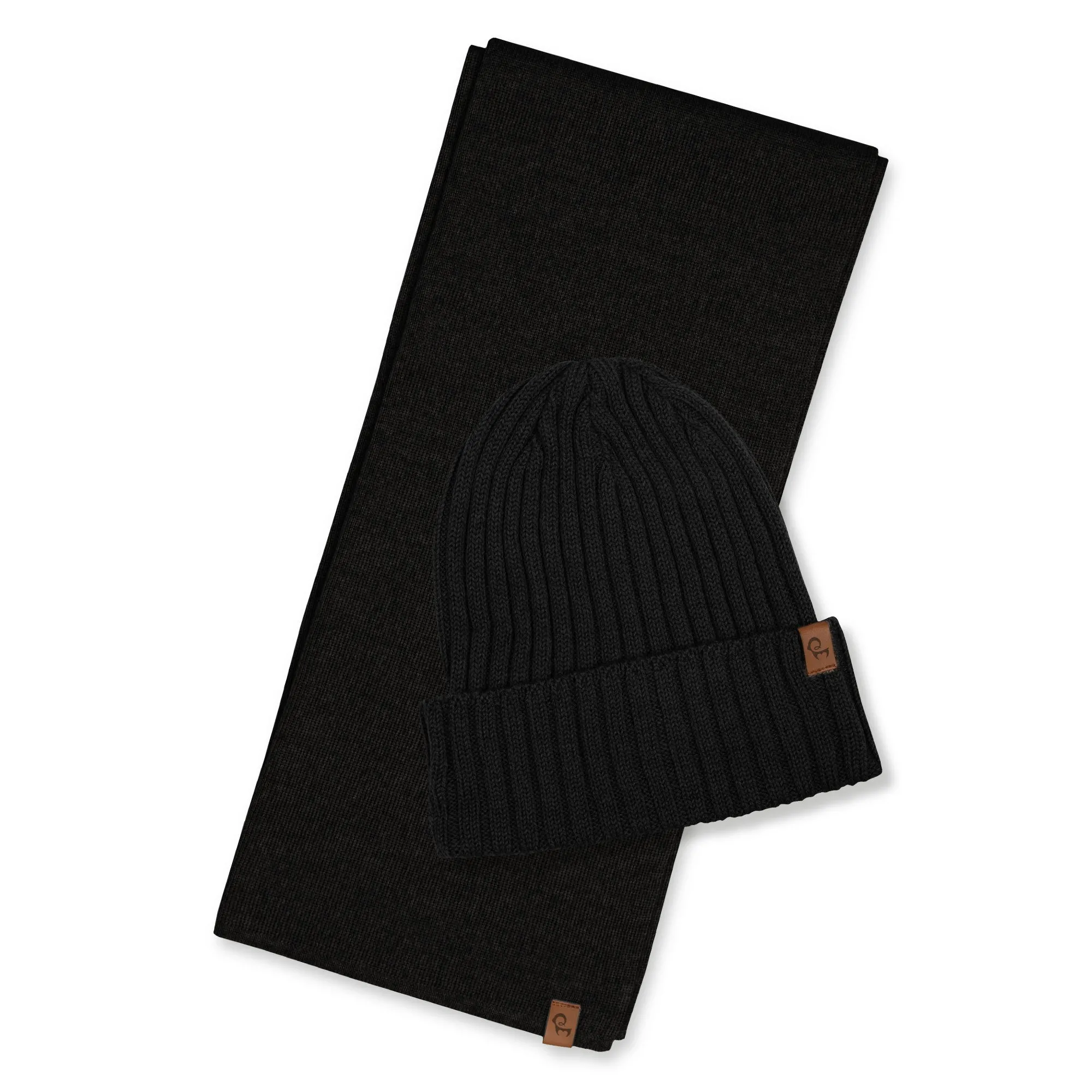 Women's Ribbed Beanie & Scarf Merino 2-Piece