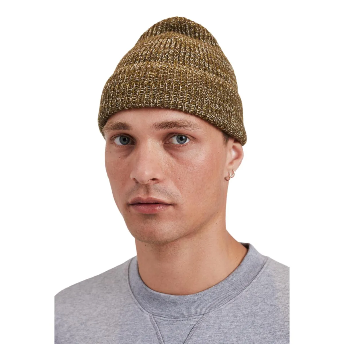 Wool Cotton Rib Beanie Sitka Green