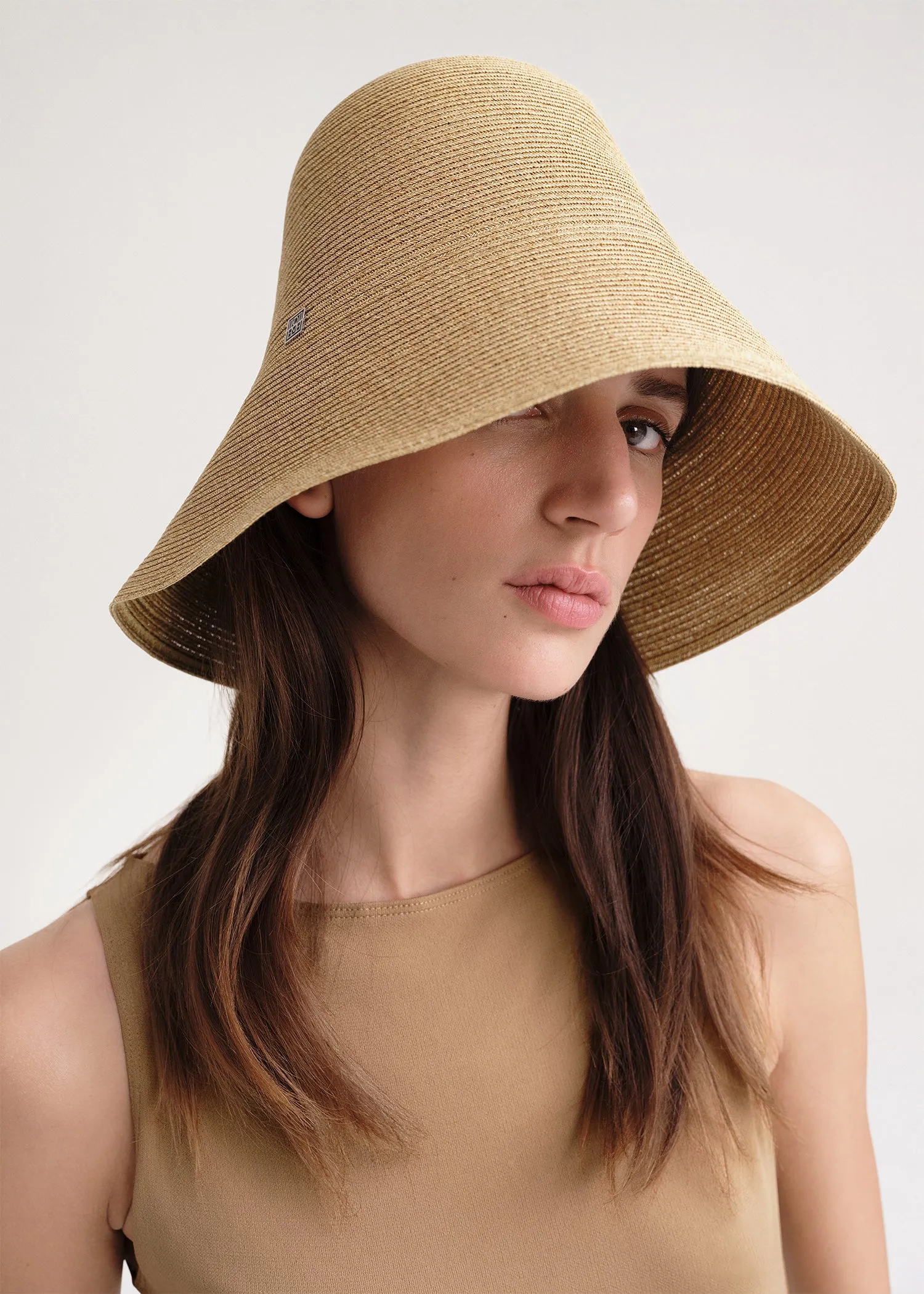 Woven paper straw hat crème